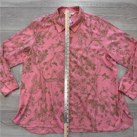 NWT BEAUTIFUL Lawrence Zarian Tunic Top XL Hummingbird Butterfly Pink Green QVC - Picture 13 of 15